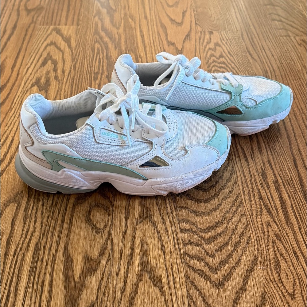 Adidas White and Mint Green Athletic Shoes